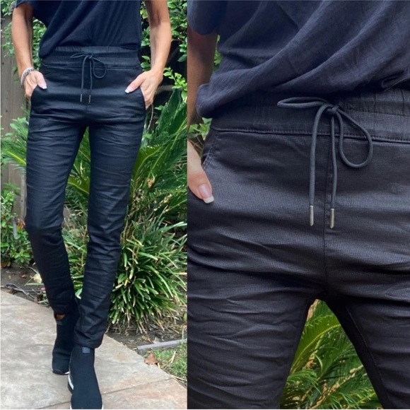 Bevy Flog Shely High Waisted Black Original Grid Mini Check Drawstring Pants - Picture 1 of 13